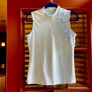 Women’s Baby Blue Ruffled TAIL, golf shirt